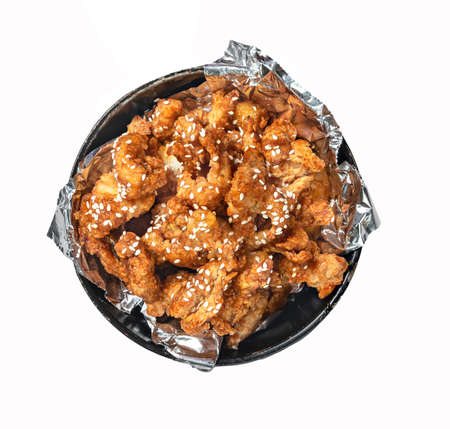 top view traditional korean style cuisine on white backgroundの写真素材