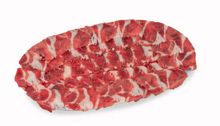Raw pork ribs isolated on white background. Clipping path included.の写真素材