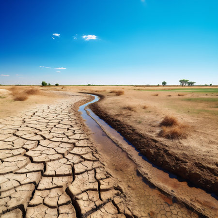 Dry cracked earth background. Global warming and climate change concept.の素材