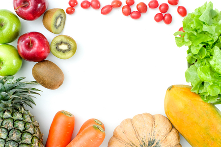 Flat lay. Food concept. Colorful fruits healthy fresh fruitの写真素材
