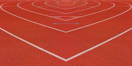 Curve of a Red Running Track の写真素材