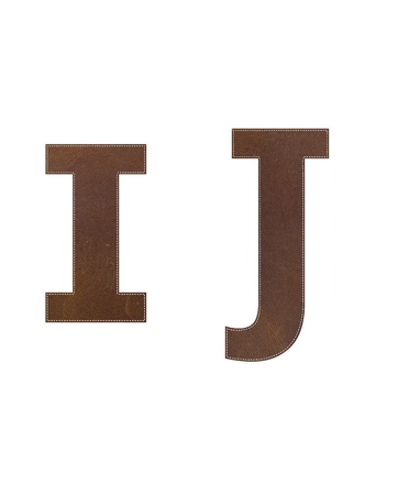 Brown Leather font collection isolated on whiteの写真素材