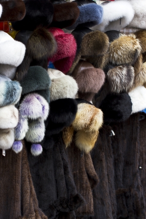 Russian Fur hat shop, moscowの写真素材