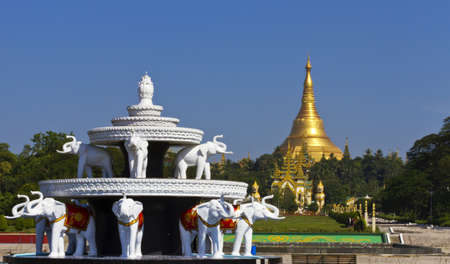 Shwedagon pagoda in Yagon, Myanmar from people park