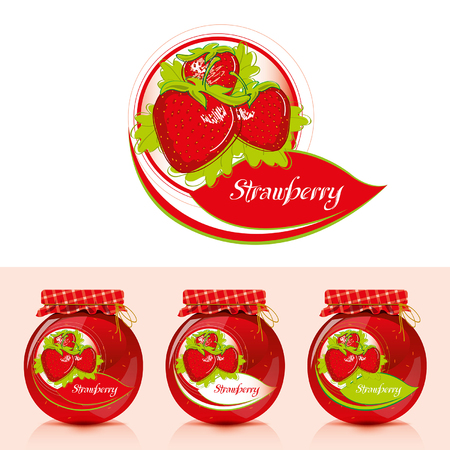 Strawberry Jam Label With Jar - Illustrationのイラスト素材