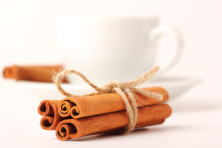 Cinnamon, cup with white background seriesの写真素材