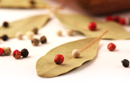 Bay leaves and pepper mixの写真素材