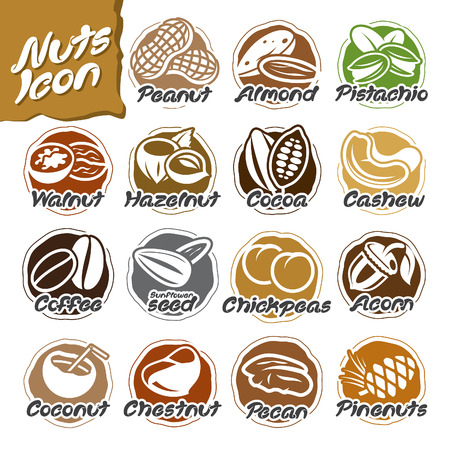 Nuts icon setのイラスト素材