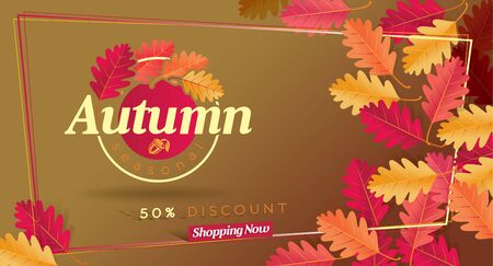 Autumn Seasonal Discount Card and Vector Web Bannerのイラスト素材