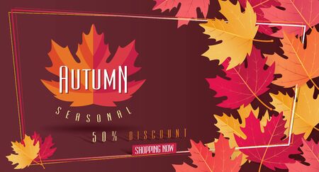 Autumn Seasonal Discount Card and Vector Web Bannerのイラスト素材