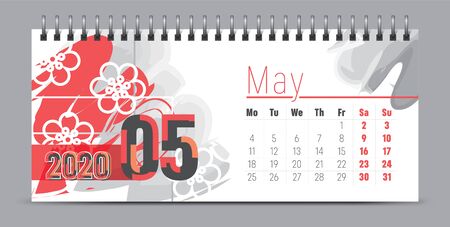 Vector calendar design with 2020 seasons concept and typographyのイラスト素材