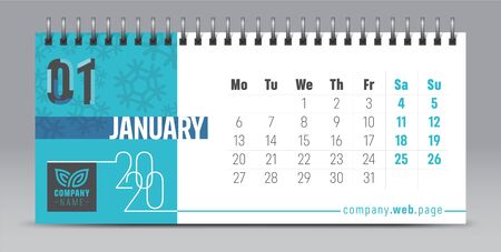 2020 vector calendar design, typography, illustration.のイラスト素材