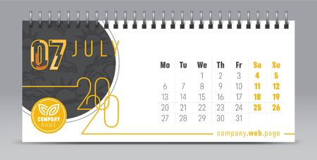 2020 vector calendar design, typography, illustration.のイラスト素材