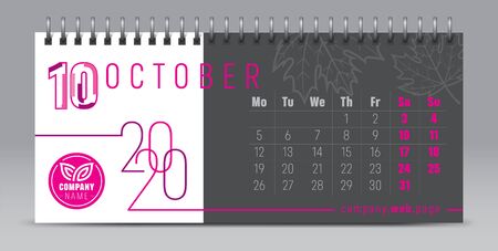 2020 vector calendar design, typography, illustration.のイラスト素材