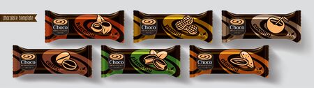 Chocolate bar vector packaging design. Nuts chocolate set.のイラスト素材