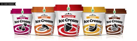 Ice cream vector packaging design. Fruit and nuts ice cream set.のイラスト素材