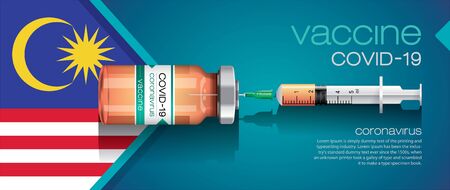 Vector illustration with 3D corona vaccine, country flag concept.のイラスト素材