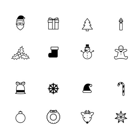 Christmas line icons setのイラスト素材