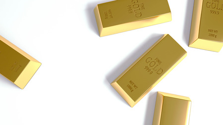 Gold Bar on the white background renderの写真素材
