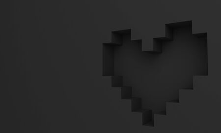 3D pixel heart wallpaper background graphicの写真素材