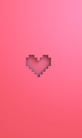 3D pixel heart wallpaper background graphicの写真素材