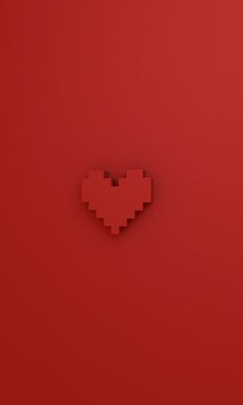 3D pixel heart shape wallpaper backgroundの写真素材