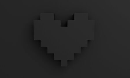 3D pixel heart shape wallpaper backgroundの写真素材