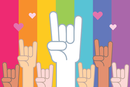 LGBTQ pride month banner vector illustration art rainbow flagのイラスト素材