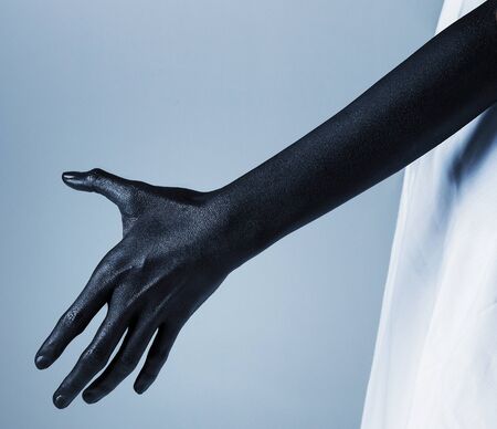 Scary blackhand on white backgroundの写真素材