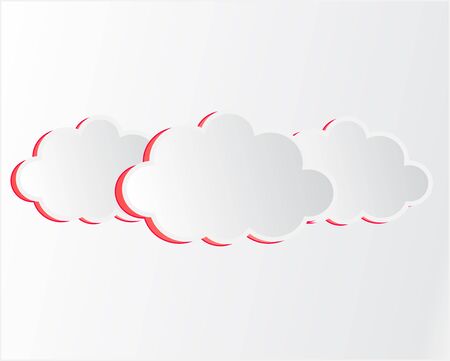 three white clouds with shadowのイラスト素材