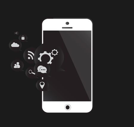 Mobile device vector with media iconsのイラスト素材