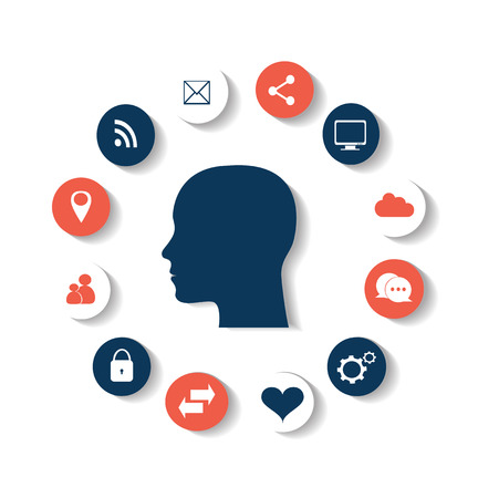 Media icons with human head vector blueのイラスト素材