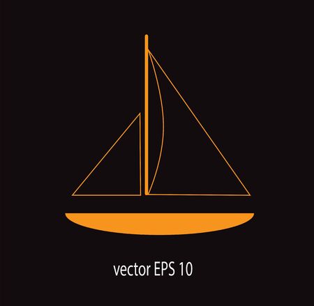 Yacht icon orange color vectorのイラスト素材