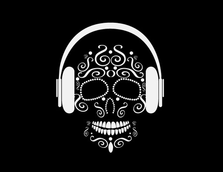 Skull vector with headphone beats whiteのイラスト素材