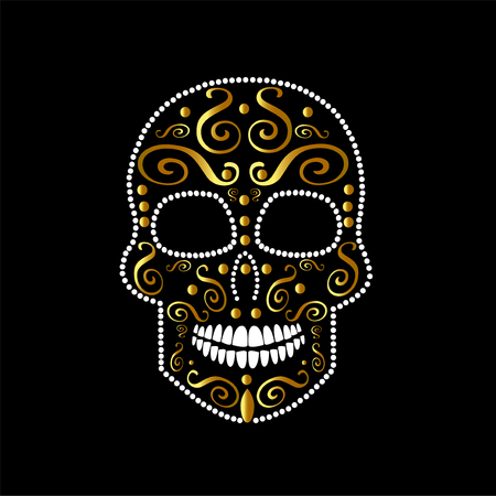 Skull vector icon gold color ornamentのイラスト素材