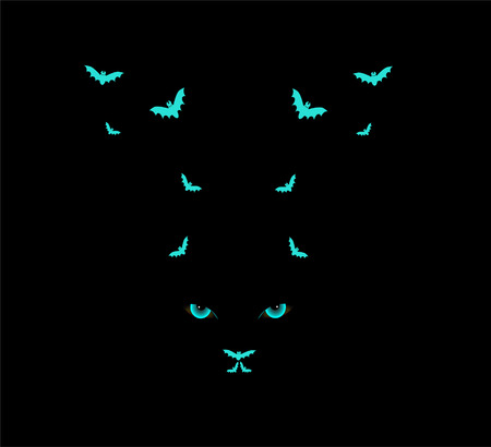 Abstract deer head neon color with batsのイラスト素材
