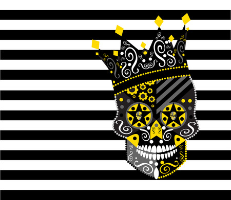 King skull icon abstract with black and white backgroundのイラスト素材