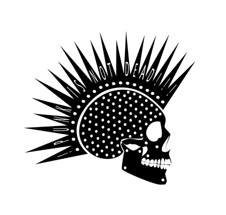 Punk is not dead skull icon side on vectorのイラスト素材