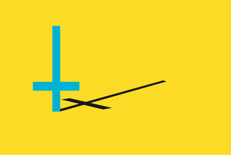 Inverted cross with shadow, yellow backgroundのイラスト素材