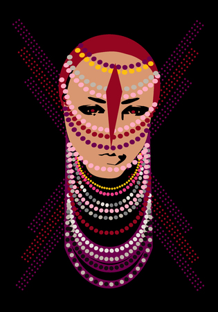 Beautiful Islamic girl with jewelry illustrationのイラスト素材