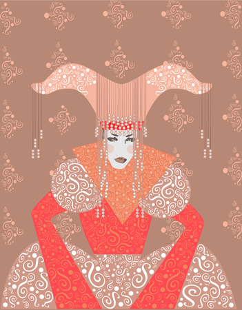 Medieval woman with ornament detailsのイラスト素材