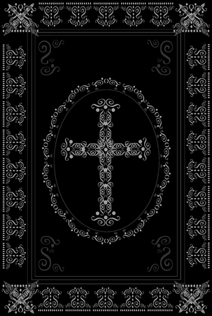 Vintage background with cross and ornament detailsのイラスト素材