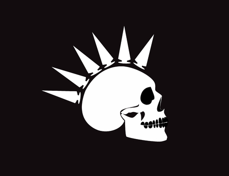 Punk skull icon black & whiteのイラスト素材