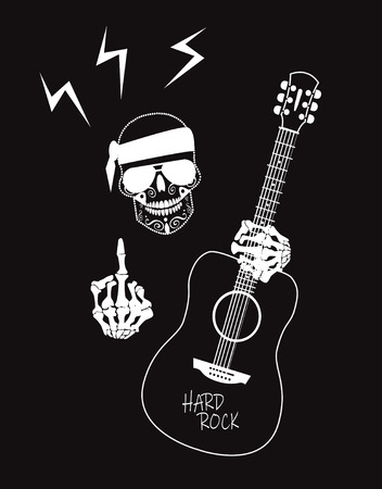 Guitar player skull, music backgroundのイラスト素材