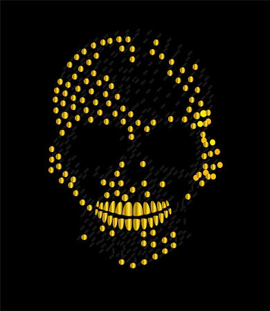 Gold metallic skull icon, artistic backgroundのイラスト素材