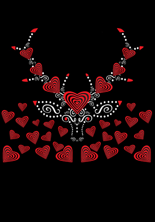 Valentine background with deer icon and hearts vector illustrationのイラスト素材