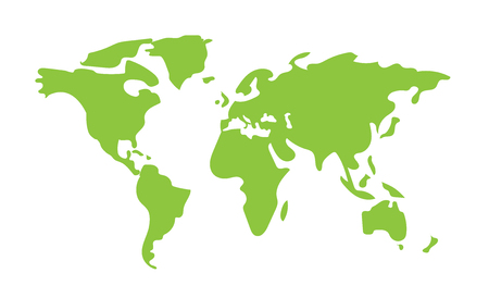 Hand drawn World Map green color, flat vector backgroundのイラスト素材