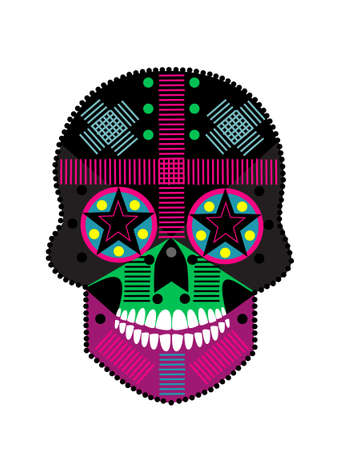 Skull with white teeth. Colorful and detailed vivid colors vector background.のイラスト素材