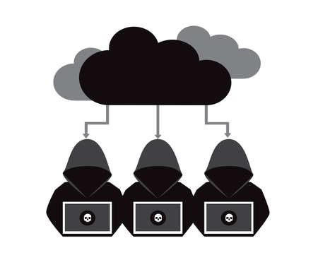 Hacker with computer with cloud computing vector illustrationのイラスト素材