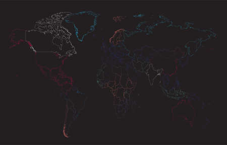 World map Info graphic, colorful borders.